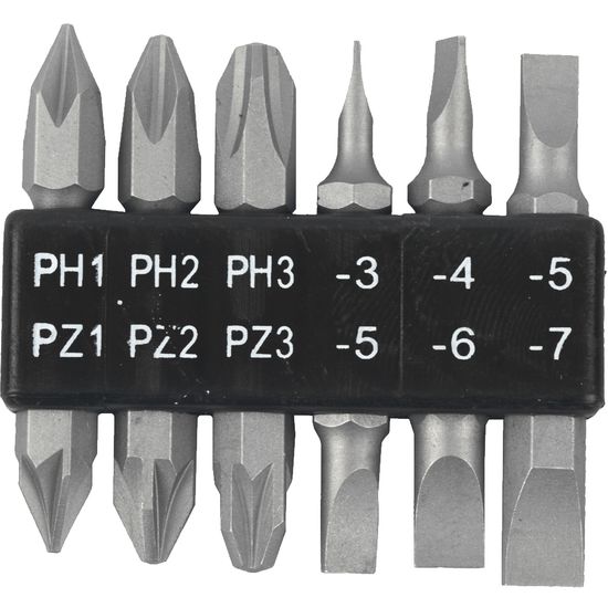 6pc 45mm Double End Bit Set Ph1,2,3 Pz1,2,3 Sl3,4,5,6,7mm